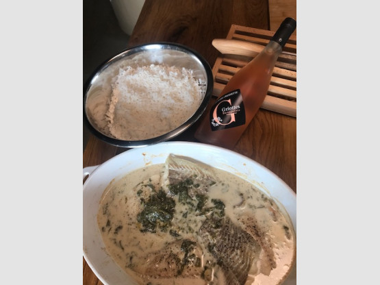 REPAS VENDANGES FILET DE LIEU NOIR AU BEAUJOLAIS ROSE