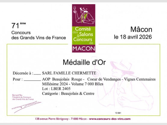 Concours des Grands Vins de France de Mâcon