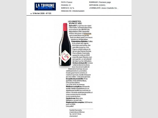 Beaujolais Les Griottes - La Tribune Dimanche