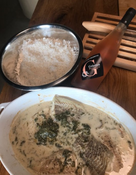REPAS VENDANGES FILET DE LIEU NOIR AU BEAUJOLAIS ROSE