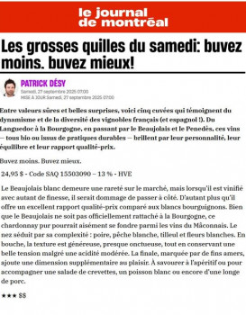 Article Beaujolais Blanc 2024 - le Journal de Montréal