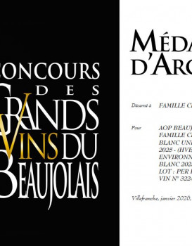 Médaille d’Argent Concours Des Grands Vins Du Beaujolais
