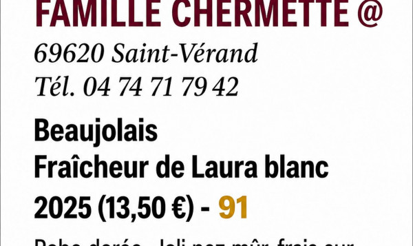Beaujolais Blanc « Fraîcheur de Laura » 2025