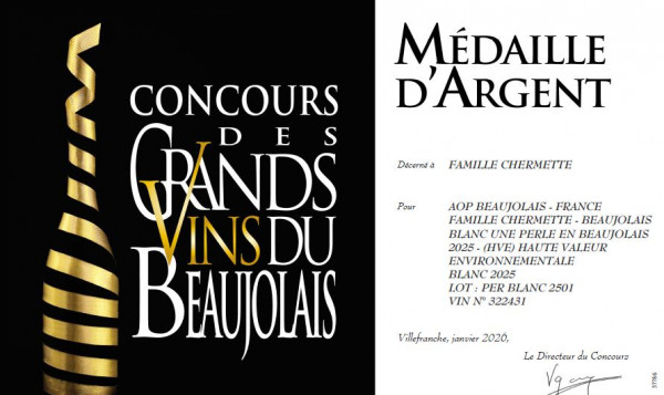 Médaille d’Argent Concours Des Grands Vins Du Beaujolais